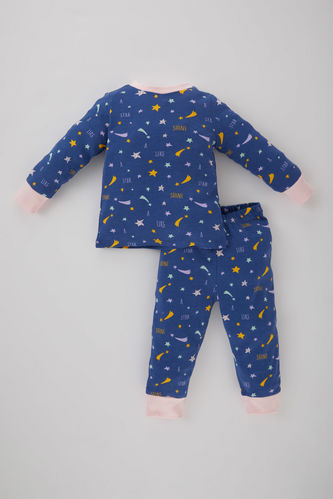 Kız Bebek Yıldız Desenli Uzun Kollu Penye Pijama Takımı