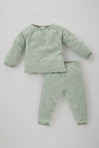 Kız Bebek Baskılı Uzun Kollu Penye Pijama Takımı