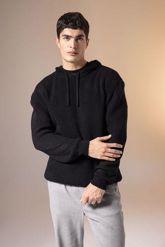 Relax Fit Hooded Thessaloniki Fabric Pullover