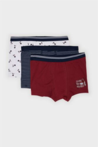 Erkek Çocuk - Genç Erkek Lacivert Desenli 3'lü Boxer Erkek Çocuk