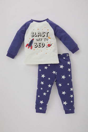 Erkek Bebek Yıldız Desenli Uzun Kollu 2'li Penye Pijama Takımı