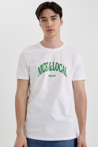 Slim Fit Crew Neck Printed Short Sleeve T-Shirt