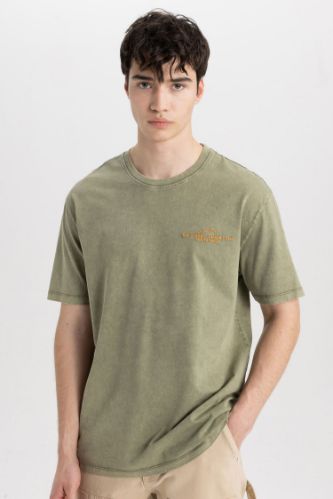 Regular Fit Bisiklet Yaka Baskılı Kısa Kollu Tişört