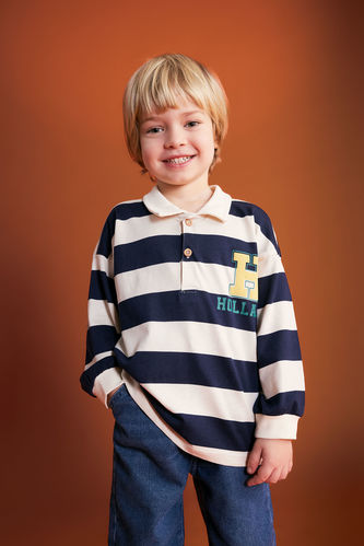 Baby Boy Polo Neck Striped Sweatshirt