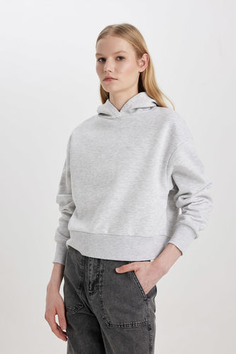 Boxy Fit Thick Hooded Sweatshirt