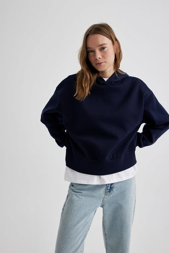 Boxy Fit Thick Hooded Sweatshirt