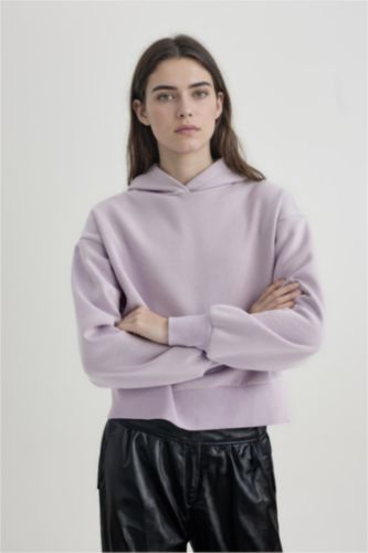 WOMAN Light Lilac Boxy Fit Thick Sweatshirt Fabric Sweatshirt