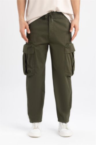 Gabardin Pantolon Rustik Loose Fit Kargo Cepli 