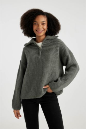 Grey Woman Oversize Fit Pullover 3062046 | DeFacto