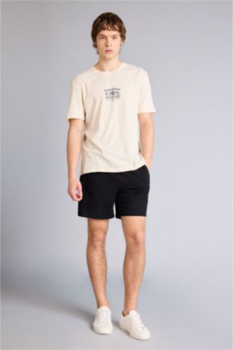 Man Black Slim Fit Super Skinny Hem Shorts
