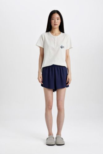 بنطلون بيجاما منسوج قصة عادية