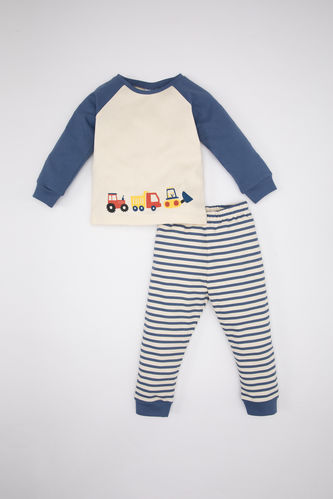 Пижама вязанная 2 шт. стандартного кроя машины с длинным рукавом для малышей мальчиков