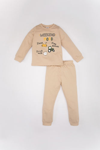 Erkek Bebek Araç Baskılı Uzun Kollu Penye Pijama Takımı