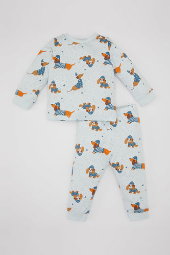 Erkek Bebek Desenli Uzun Kollu Penye Pijama Takımı