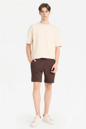MAN Brown Regular Fit Regular Hem Shorts