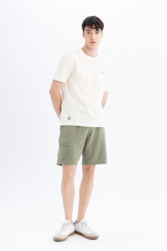 Regular Fit Düz Paça Kargo Cepli Basic Düz Şort