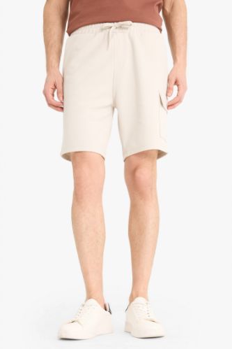 Regular Fit Düz Paça Kargo Cepli Basic Düz Şort