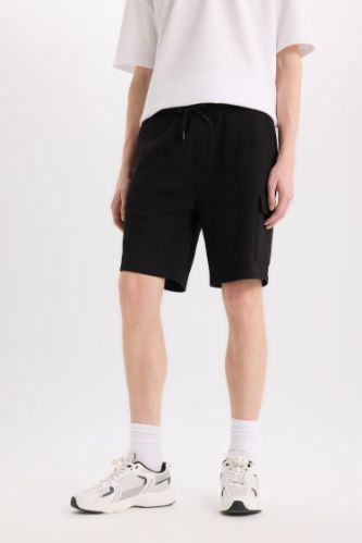 Regular Fit Düz Paça Kargo Cepli Basic Düz Şort
