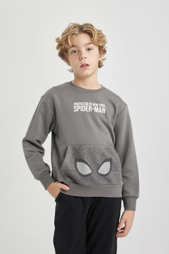 Regular Fit Spiderman Licensed Crew Neck Sweatshirt