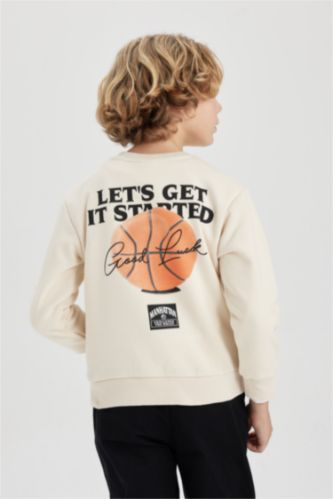 Erkek Çocuk Baskılı Bisiklet Yaka Kalın Sweatshirt