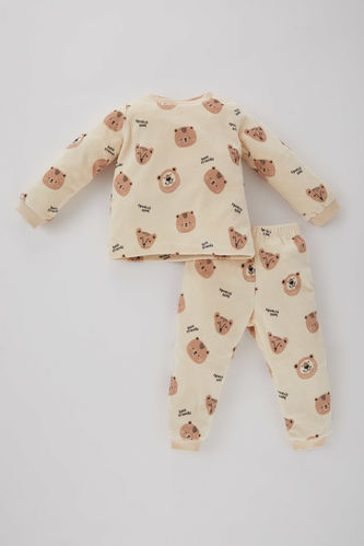 Erkek Bebek Safari Baskılı Uzun Kollu Kadife Penye Pijama Takımı