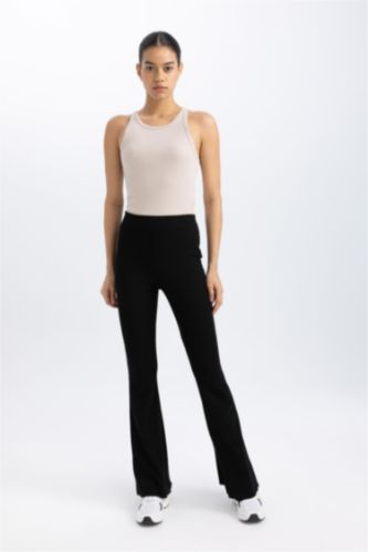 DeFactoFit Flare Fit Standard Length Ribbed Trousers
