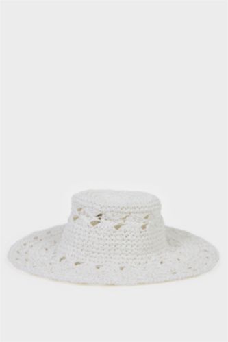 Kadın Beyaz Kadın Hasır Şapka