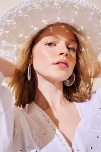 FEMME Blanc Chapeau en paille pour femme