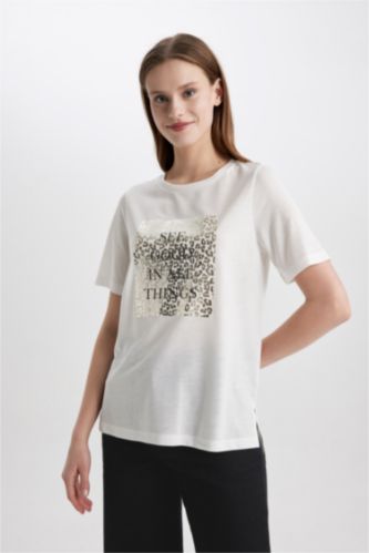 Relax Fit Crew Neck Printed Short Sleeve T-Shirt