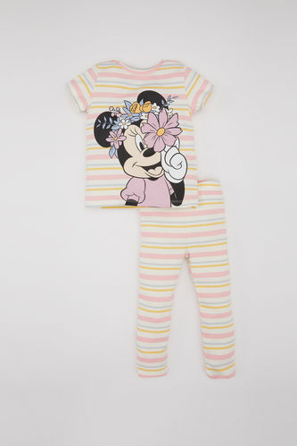 Ensemble De Pyjama Jersey Côtelé à Manches Courtes Disney Mickey Minnie pour Bébé Fille - 2 Pièces