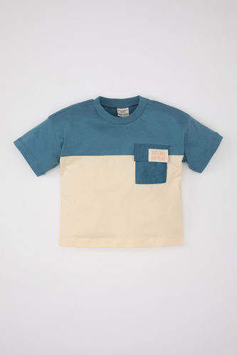 Baby Boy Regular Fit Crew Neck Color Block T-Shirt