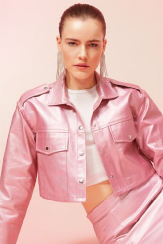 Kadın Pembe Oversıze Gabardin