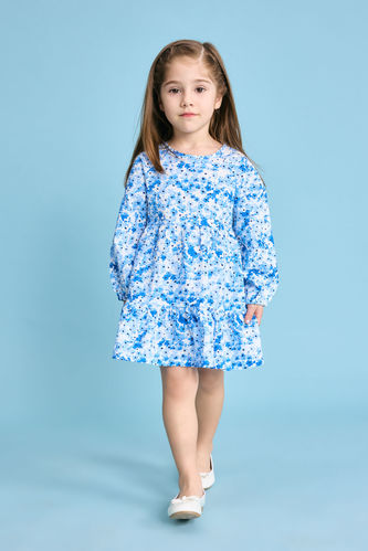 Baby Girl Floral Long Sleeve Textured Dress
