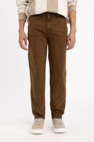 Gabardin Pantolon Wide Leg Düz Paça Cepli