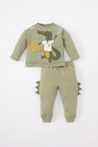 Baby Boy Dinosaur Printed Sweatshirt Sweatpants 2 Piece Set