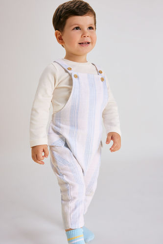 Baby Boy Long Sleeve Woven T-Shirt Striped Salopet 2 Piece Set