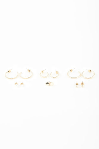 Woman 6 Piece Gold Earrings