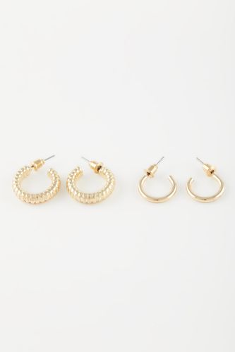 Woman 2 Piece Gold Earrings