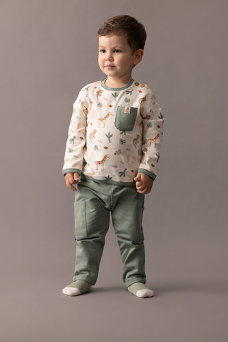 Baby Boy Safari Printed Sweatshirt Sweatpants 2 Piece Set