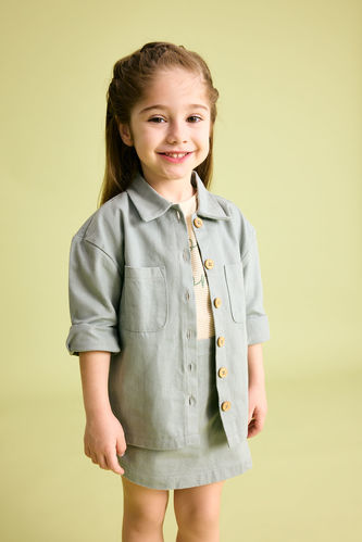 Рубашка с длинным рукавом с длинным рукавом из габардина для малышей девочек