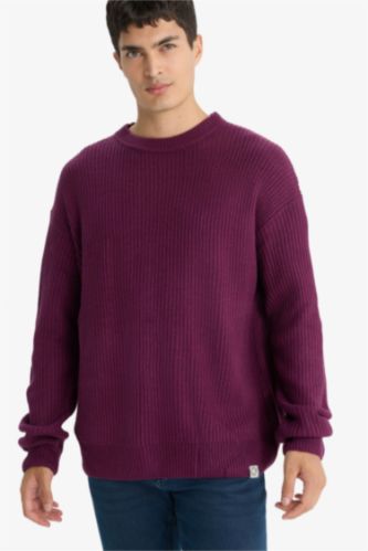 үлкен пішім дөңгелек жаға трикотаж Пулловер