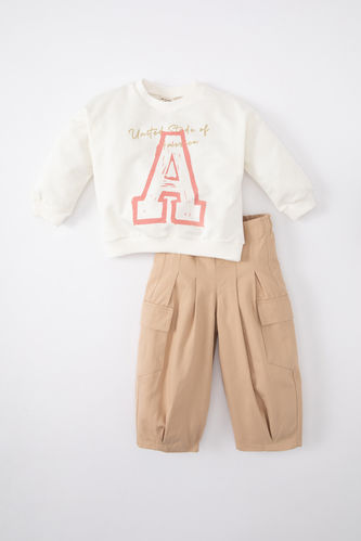 Kız Bebek Baskılı Sweatshirt Pantolon 2'li Takım