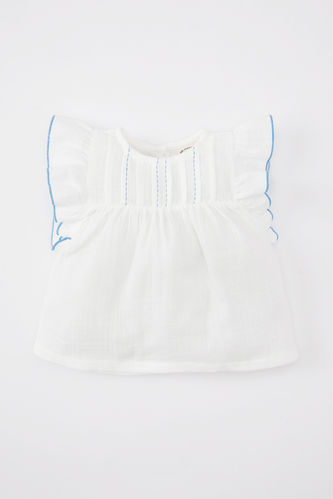 Рубашка с коротким рукавом с коротким рукавом из муслина для малышей девочек