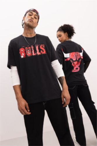 DeFactoFit NBA Chicago Bulls Boxy Fit Short Sleeve T-Shirt
