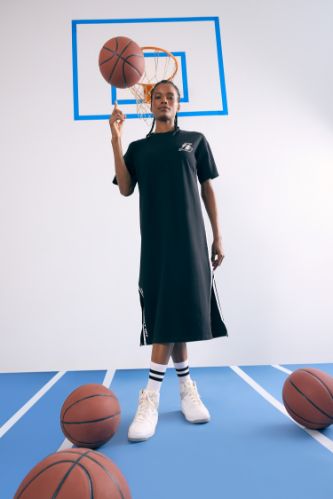 DeFactoFit NBA Los Angeles Lakers Oversize Geniş Kalıp Pike Midi Elbise