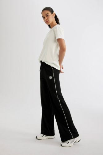 DeFactoFit Wide Leg Geniş Paça İnce Eşofman Altı NBA Brooklyn Nets Wide Leg Çift Cepli Geniş Paça