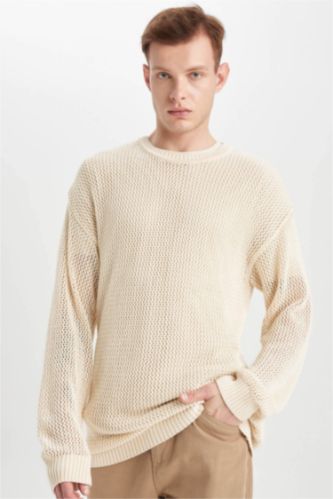 MAN Sand Regular Fit Crew Neck Knitwear Sweatshirt