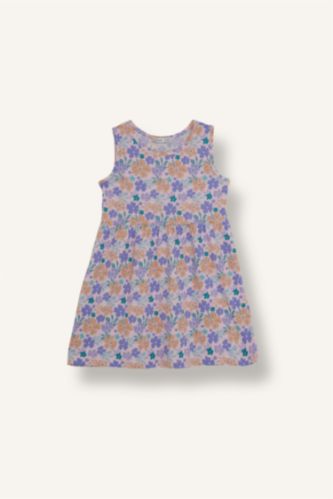 Baby Girls Light Pink Regular Fit Printed Sleeveless Knitted Dress