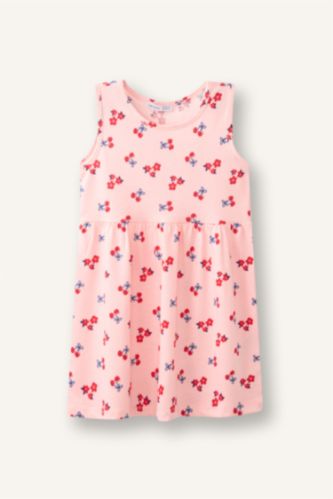 Baby Girls Light Pink Regular Fit Printed Sleeveless Knitted Dress