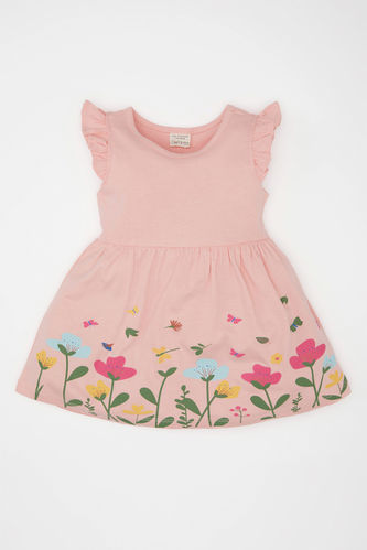 Kız Bebek Çiçekli Kısa Kollu Elbise